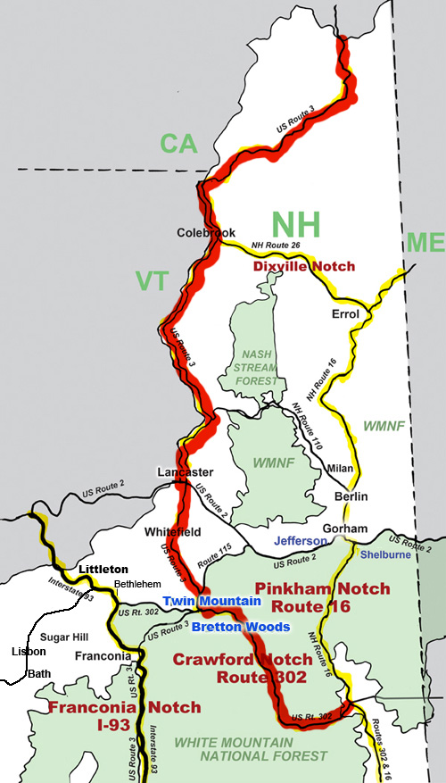 Crawford Notch and North Road Map