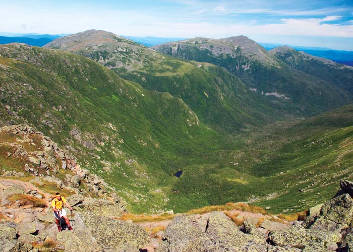 Hiker overlooking the Great Gulf Wilderness